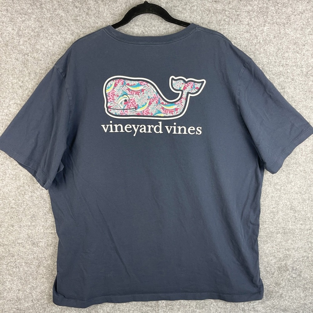 Vineyard Vines T-Shirt Mens XXL Blue Graphic Tee Short Sleeve Hawaiian Tropical